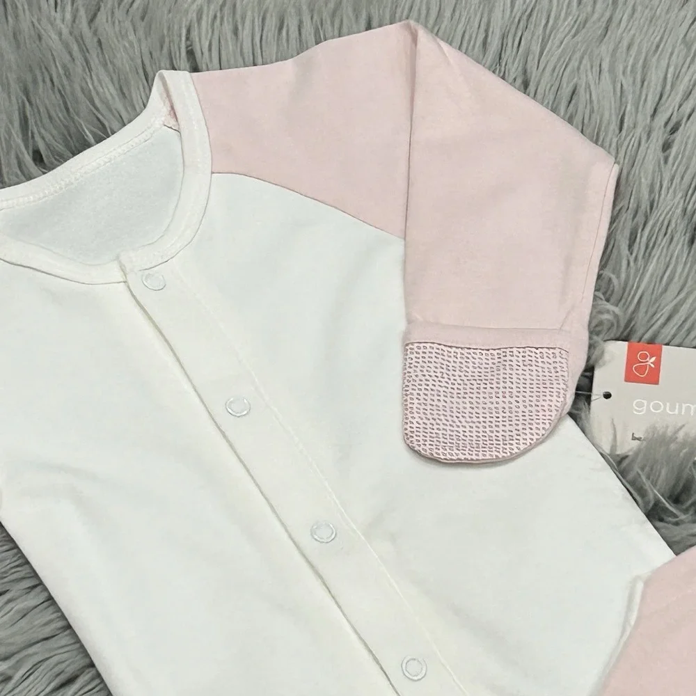 Goumi‎ Kids JAMMS Organic Bamboo Cotton Baby Long Sleeve Gown Bodysuit Pink 3/6M